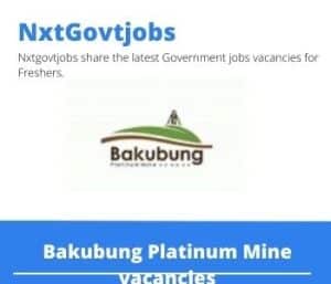 Bakubung Platinum Mine Safety Officer Vacancies in Mahikeng 2023
